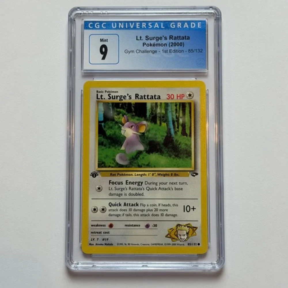 Lt. Surge's Rattata 1st Ed 83/132 CGC 9 Mint TCG Pokemon 2000 Gym Challenge WotC